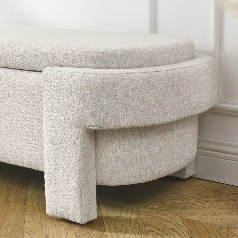 Upholstered Storage Bench with Linen Top and Large Inner Compartment