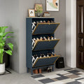 Freestanding Shoe Storage Cabinet with 3 Rattan-Effect Metal Doors and Adjustable Shelves