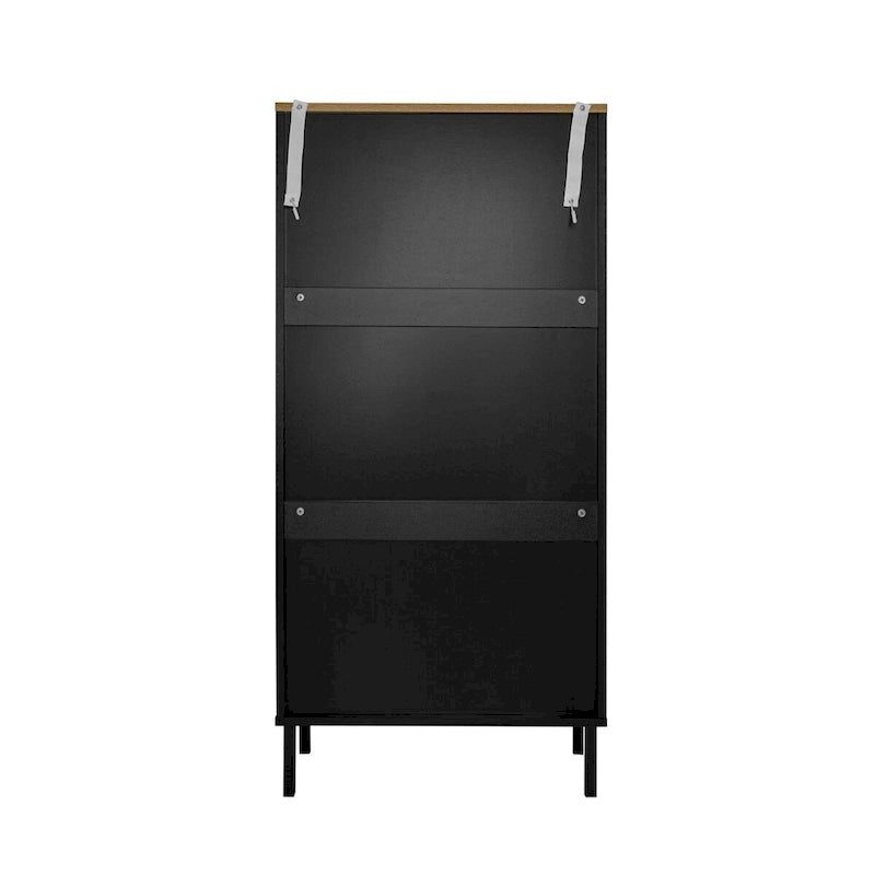Freestanding Shoe Storage Cabinet with 3 Rattan-Effect Metal Doors and Adjustable Shelves