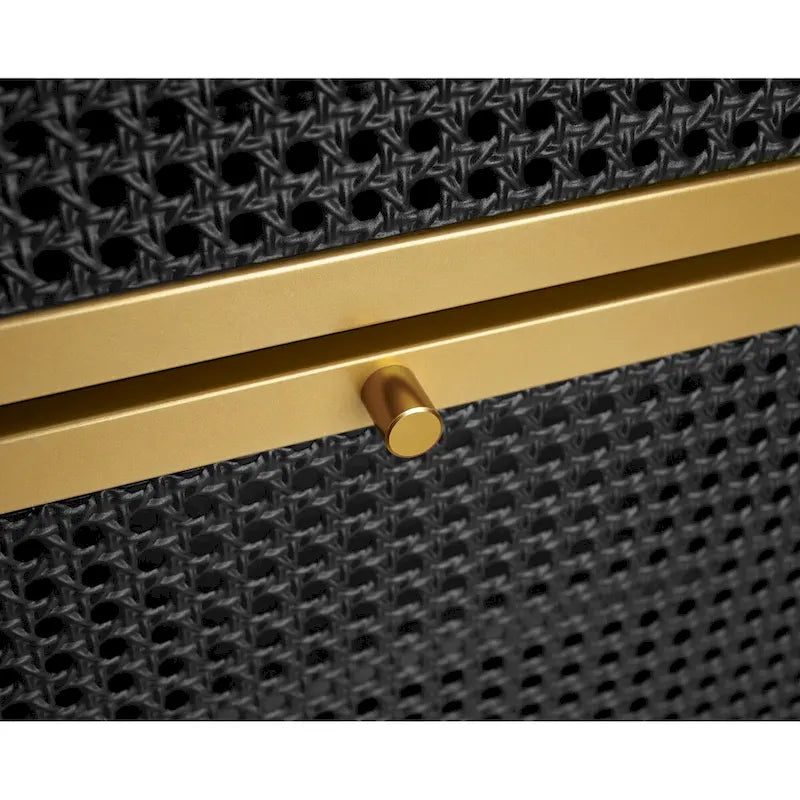 Freestanding Shoe Storage Cabinet with 3 Rattan-Effect Metal Doors and Adjustable Shelves
