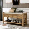 Entryway Storage Bench with Cushioned Seat and Drawers
