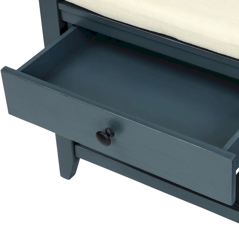 Entryway Storage Bench with Cushioned Seat and Drawers