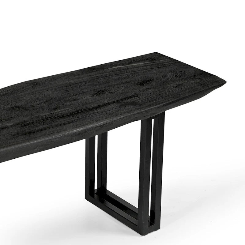 Solid Wood Dining Bench with Iron Legs