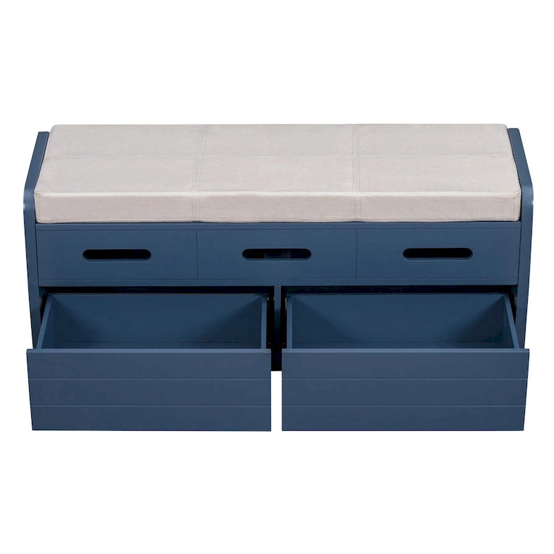 Rustic Storage Bench with 2 Pull-Out Drawers and Decorative Drawer Front Detail