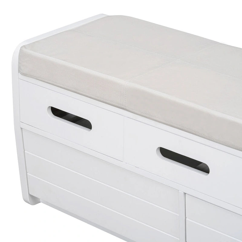 Rustic Storage Bench with 2 Pull-Out Drawers and Decorative Drawer Front Detail