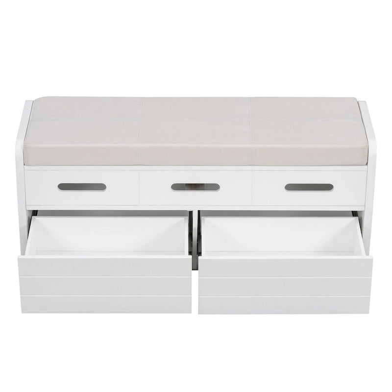 Rustic Storage Bench with 2 Pull-Out Drawers and Decorative Drawer Front Detail