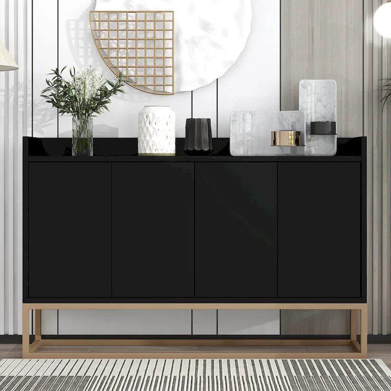 Slim Buffet Sideboard with Push-Open Doors & Adjustable Shelves