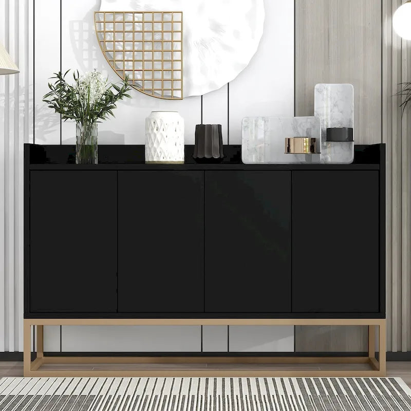 Slim Buffet Sideboard with Push-Open Doors & Adjustable Shelves