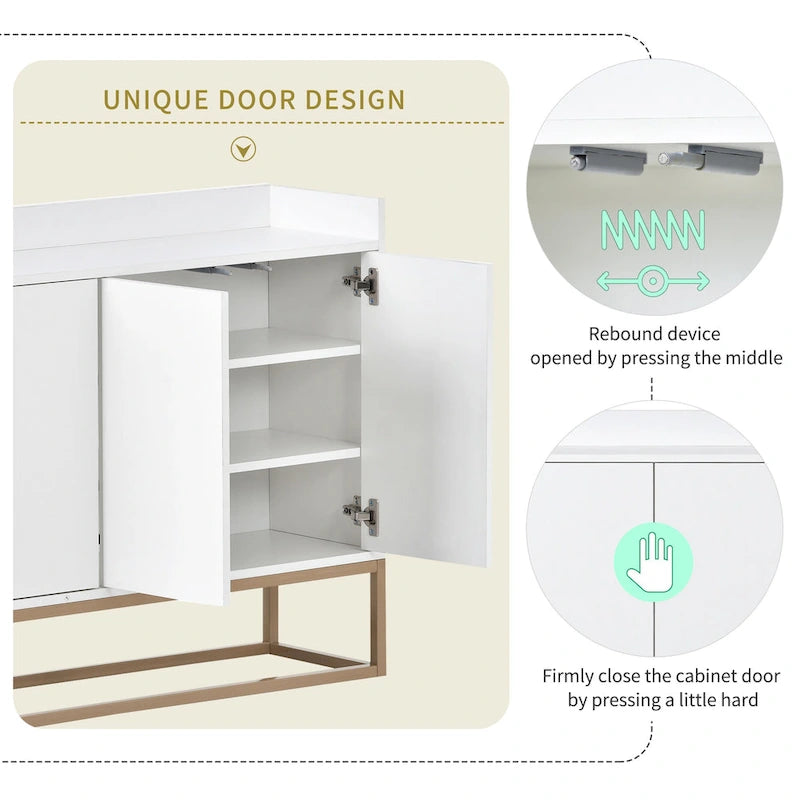 Slim Buffet Sideboard with Push-Open Doors & Adjustable Shelves