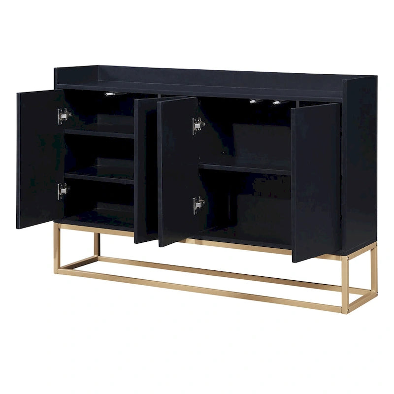 Slim Buffet Sideboard with Push-Open Doors & Adjustable Shelves