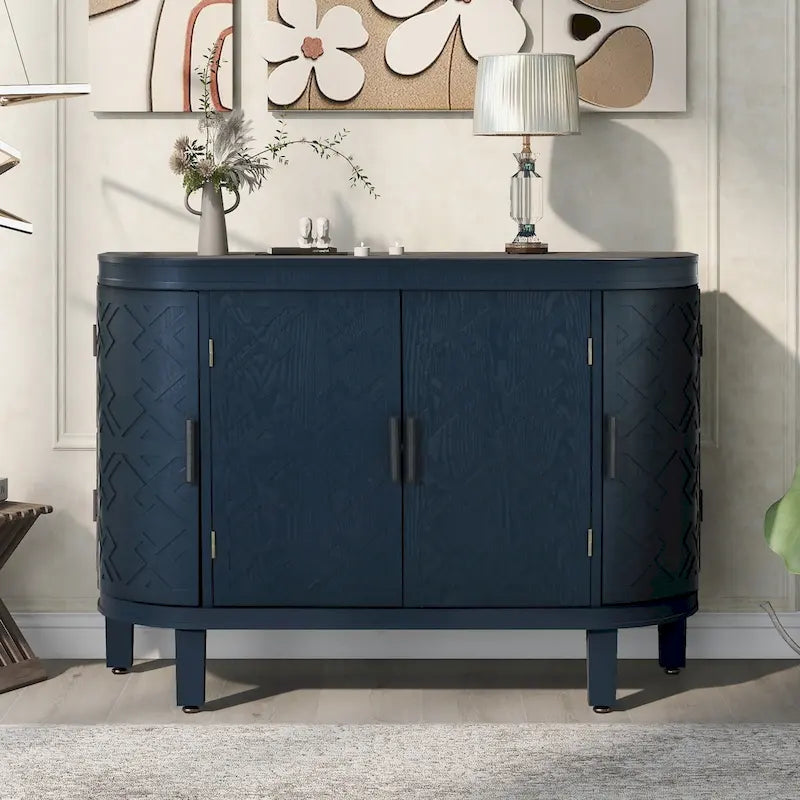 Storage Cabinet with Antique Pattern Doors
