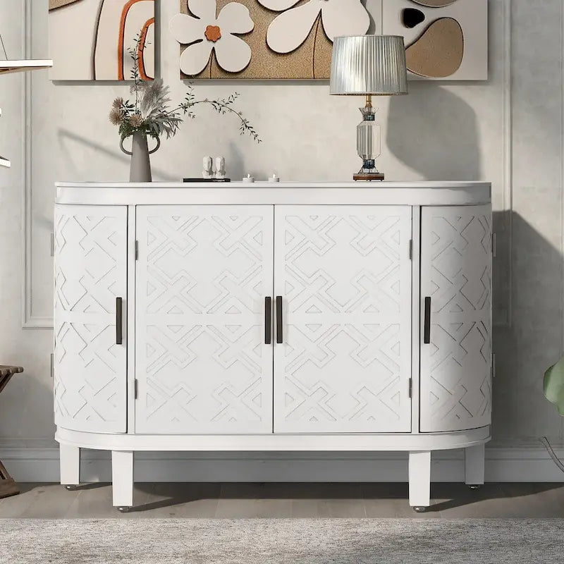 Storage Cabinet with Antique Pattern Doors
