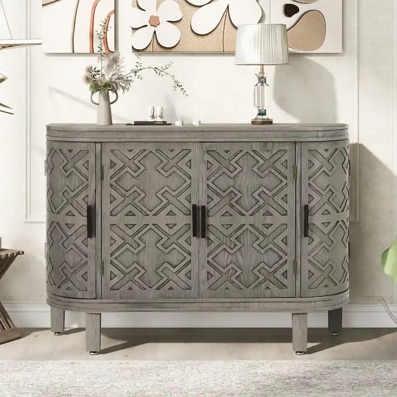 Storage Cabinet with Antique Pattern Doors