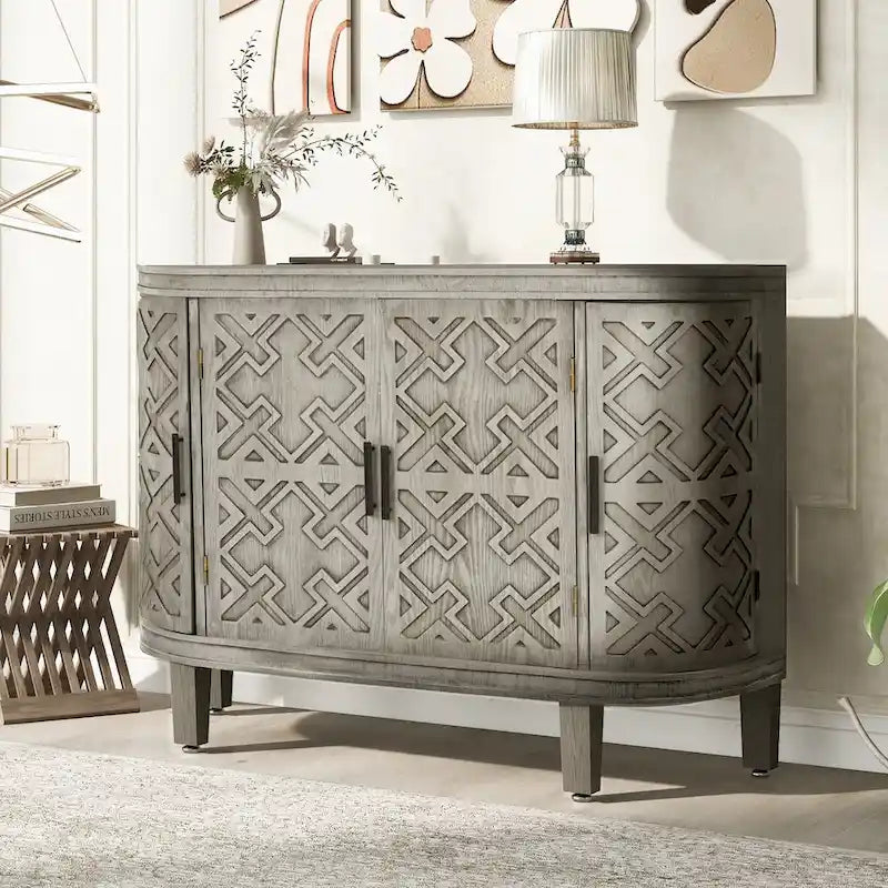 Storage Cabinet with Antique Pattern Doors