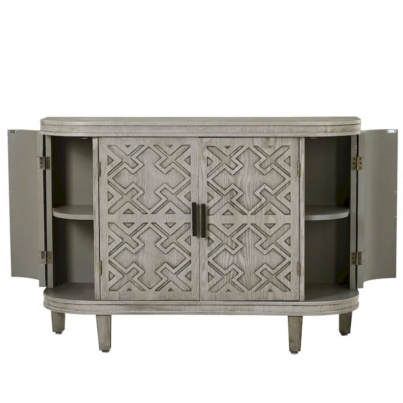 Storage Cabinet with Antique Pattern Doors