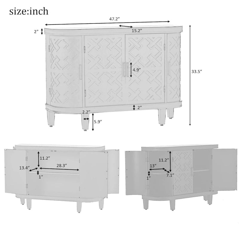 Storage Cabinet with Antique Pattern Doors