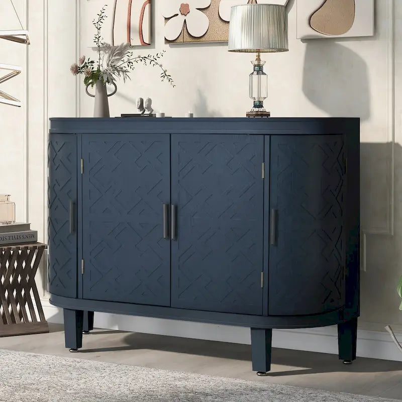 Storage Cabinet with Antique Pattern Doors