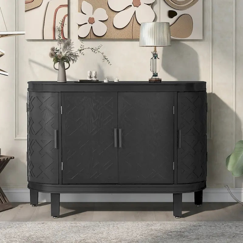 Storage Cabinet with Antique Pattern Doors