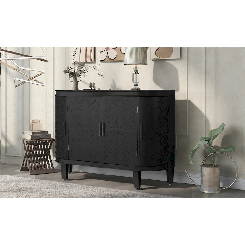 Storage Cabinet with Antique Pattern Doors