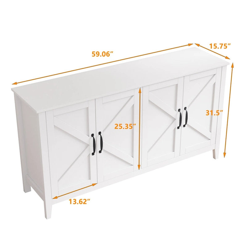 4-Door 4-Shelf Storage Sideboard Cabinet