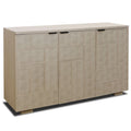 Faux Shagreen Three-Door Credenza in Light Cream