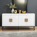 Modern 4-Door Storage Cabinet with Adjustable Shelves and Sculptural Support Legs
