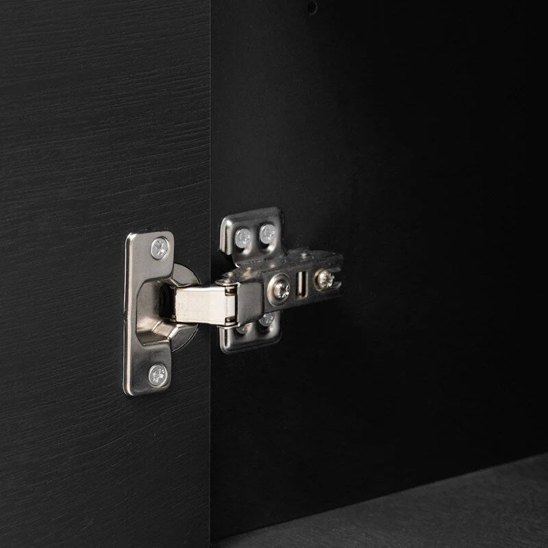 Modern 4-Door Storage Cabinet with Adjustable Shelves and Sculptural Support Legs
