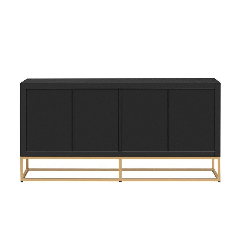 Modern 4-Door Storage Cabinet with Adjustable Shelves and Sculptural Support Legs
