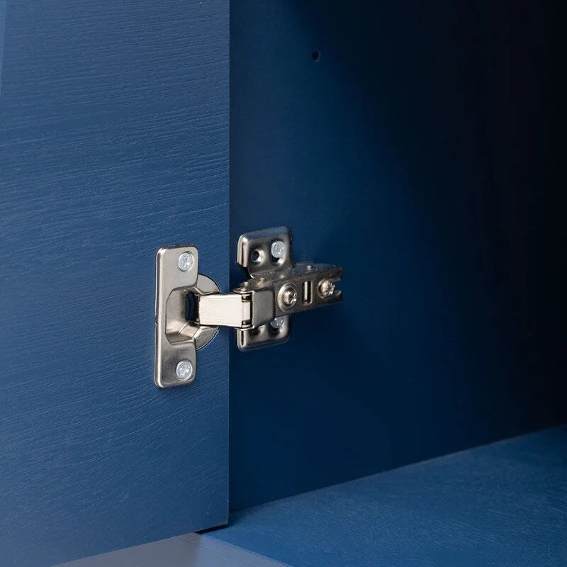 Modern 4-Door Storage Cabinet with Adjustable Shelves and Sculptural Support Legs