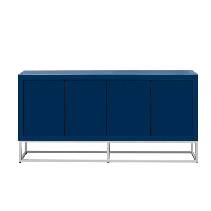 Modern 4-Door Storage Cabinet with Adjustable Shelves and Sculptural Support Legs