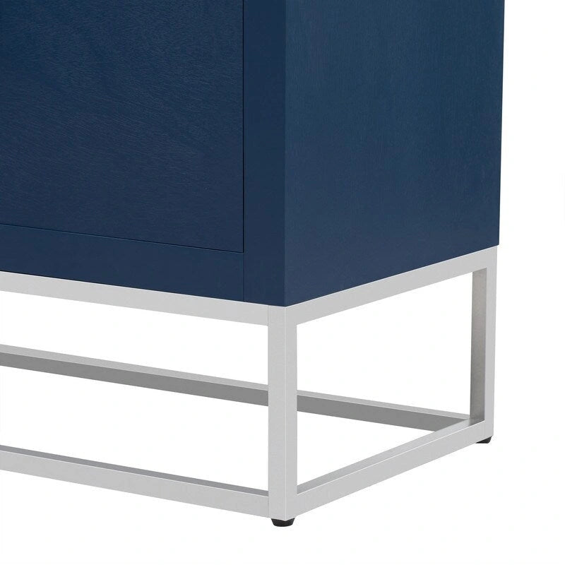 Modern 4-Door Storage Cabinet with Adjustable Shelves and Sculptural Support Legs