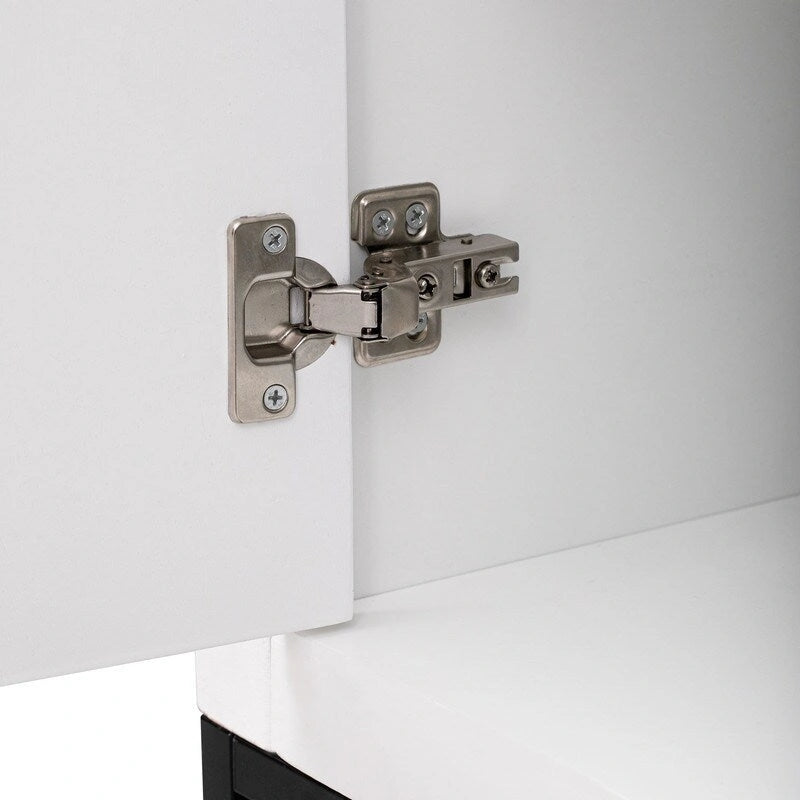 Modern 4-Door Storage Cabinet with Adjustable Shelves and Sculptural Support Legs