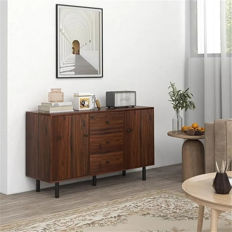 Wood Grain Buffet Sideboard Cabinet with 2 Doors & 3 Drawers – 50 Inch