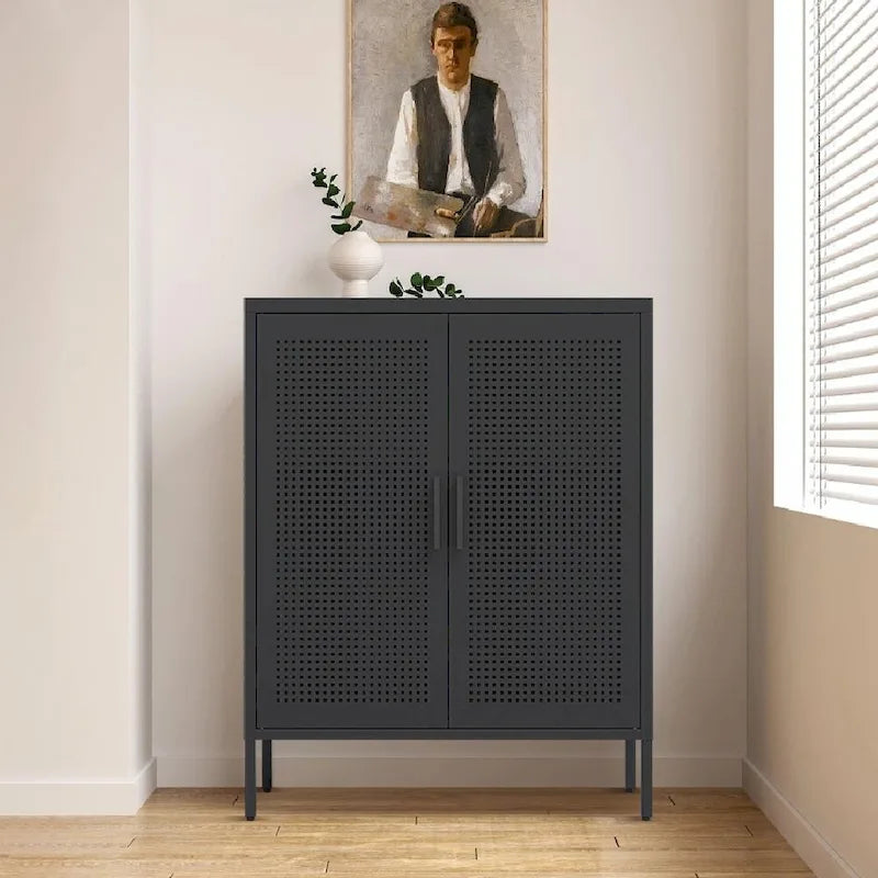 Heavy-Duty Steel Lockable Storage Cabinet with 2 Doors and Adjustable Shelves