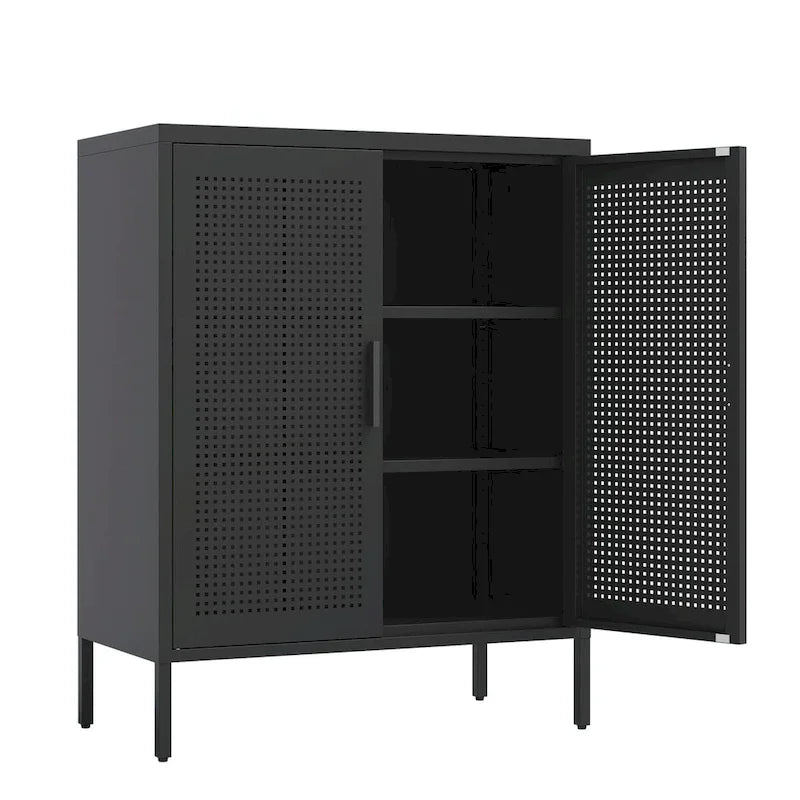 Heavy-Duty Steel Lockable Storage Cabinet with 2 Doors and Adjustable Shelves