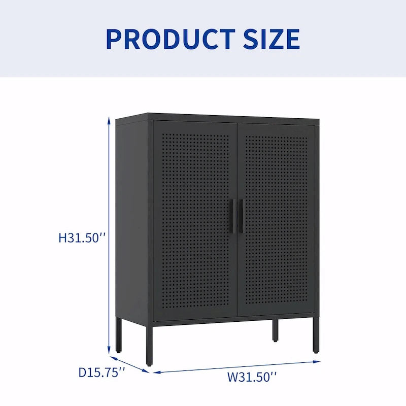 Heavy-Duty Steel Lockable Storage Cabinet with 2 Doors and Adjustable Shelves