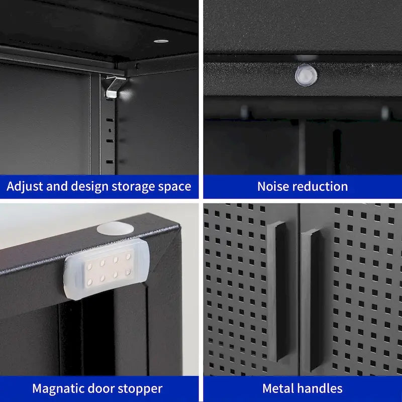 Heavy-Duty Steel Lockable Storage Cabinet with 2 Doors and Adjustable Shelves