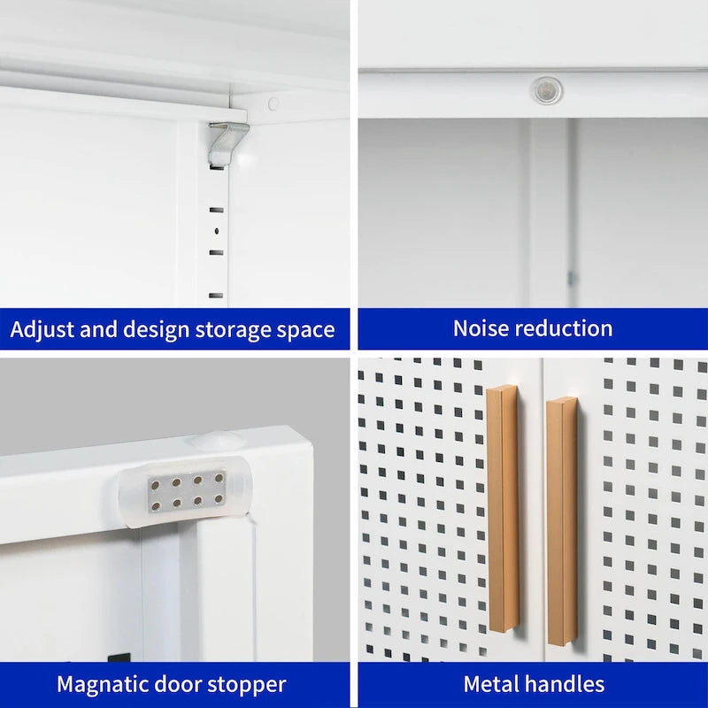 Heavy-Duty Steel Lockable Storage Cabinet with 2 Doors and Adjustable Shelves