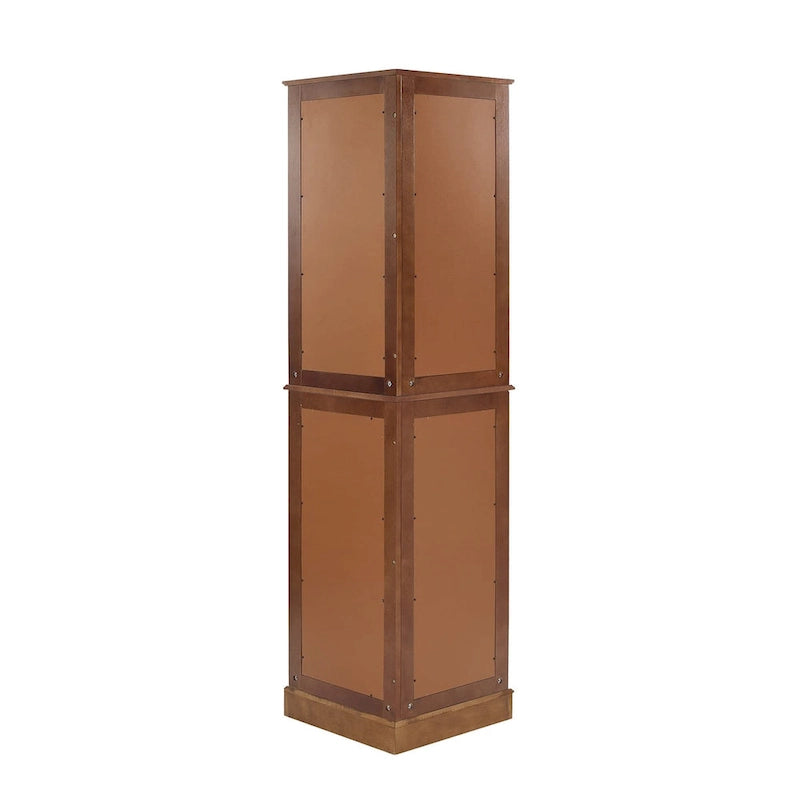 Corner Curio Display Cabinet with Lighting, Mirrored Back & Tempered Glass Shelves