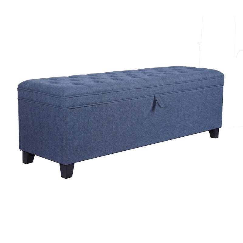 Extra Long Diamond-Tufted Flip-Top Storage Ottoman Bench | Entryway & Bed End