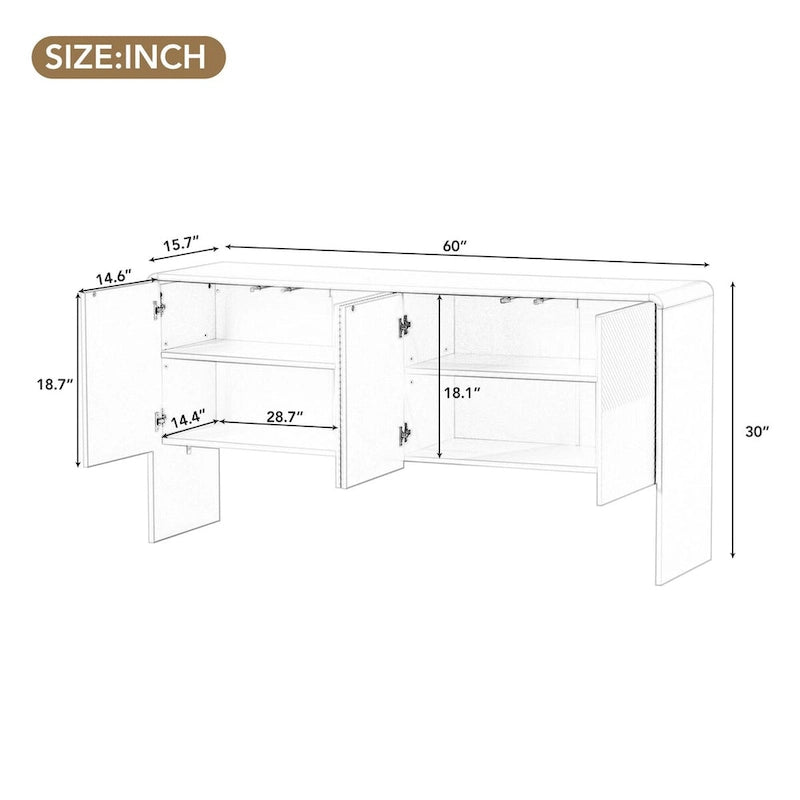 60-Inch 4-Door Minimalist Storage Sideboard