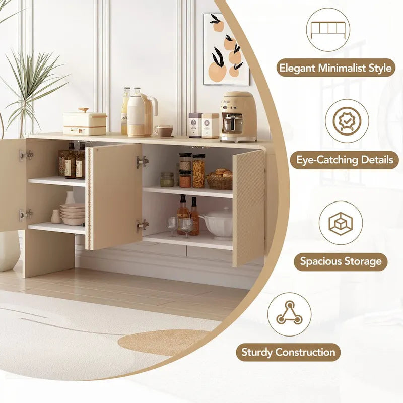60-Inch 4-Door Minimalist Storage Sideboard