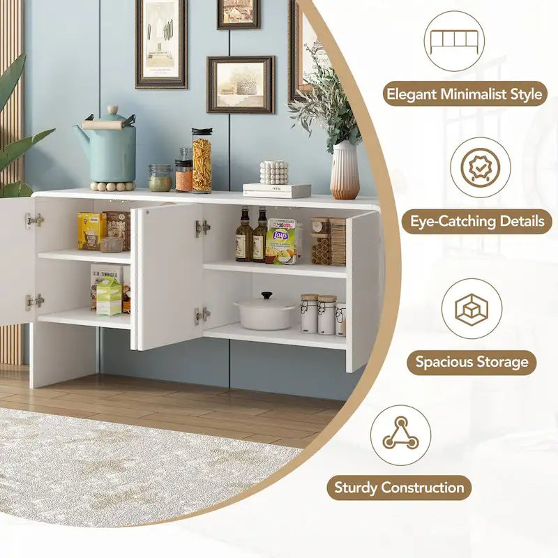 60-Inch 4-Door Minimalist Storage Sideboard