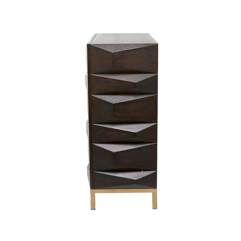 Geometric Wood Storage Cabinet with Shelf – Matte Brown