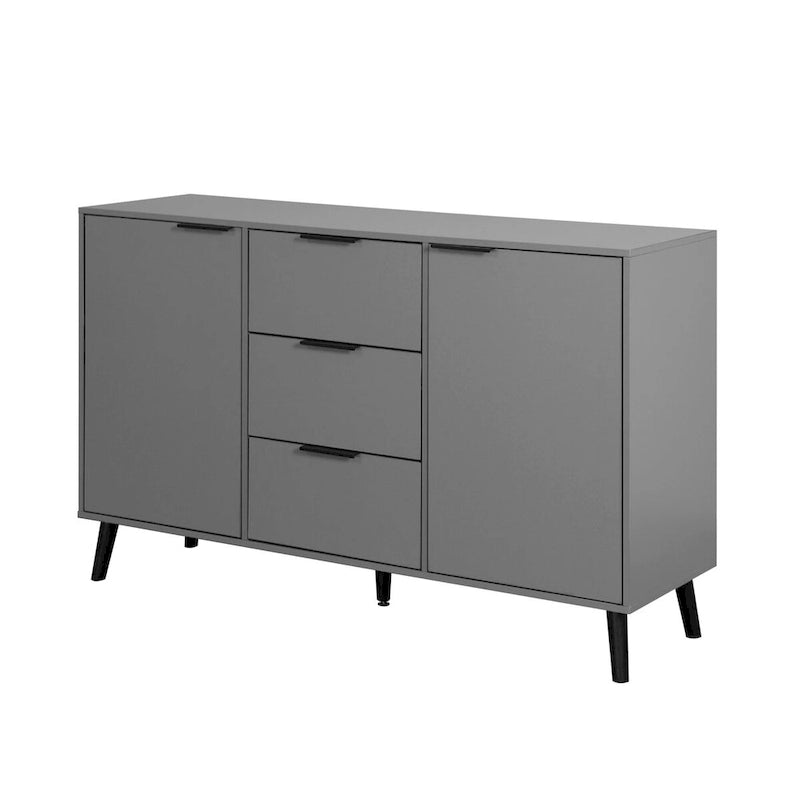 Wood Sideboard Buffet Cabinet with 3 Drawers & 2 Doors