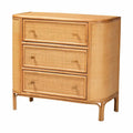 Bohemian Rattan 3-Drawer Storage Cabinet with Woven Detail