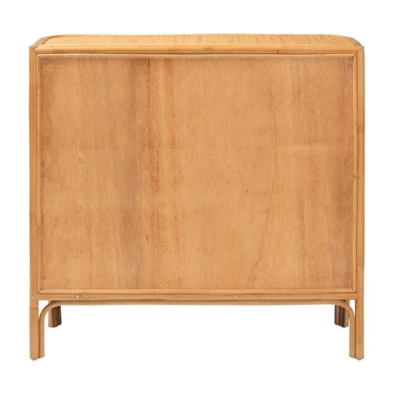 Bohemian Rattan 3-Drawer Storage Cabinet with Woven Detail