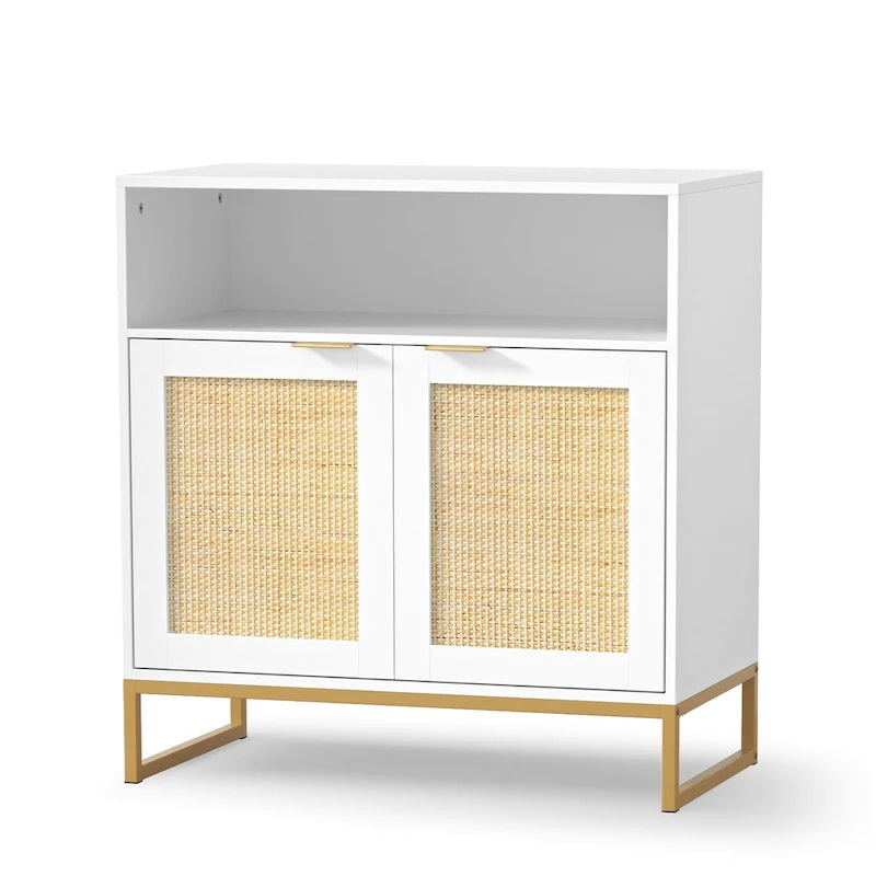 2-Door Rattan Buffet Sideboard with Adjustable Shelf
