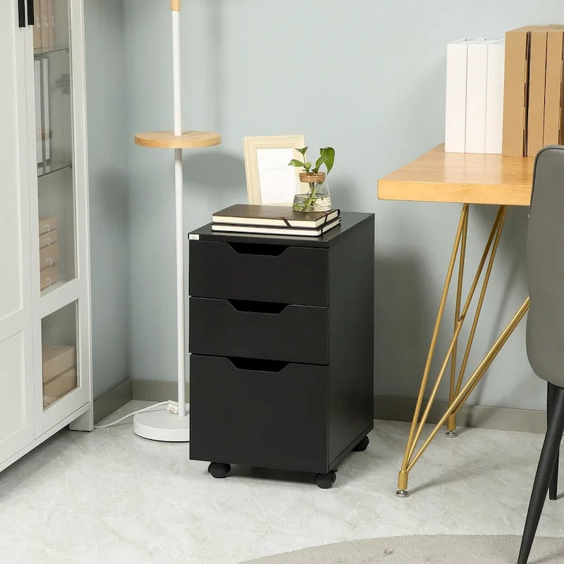 3-Drawer Mobile File Cabinet with Locking Casters