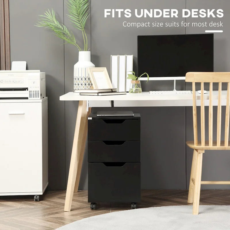 3-Drawer Mobile File Cabinet with Locking Casters